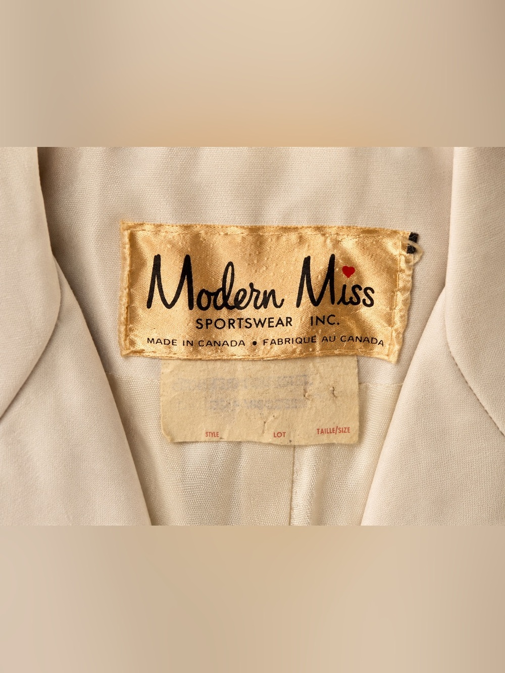 Vintage 1960s 70s Modern Miss Made in Canada Ivory Tailored Blazer XS - S - Picture 3 of 4